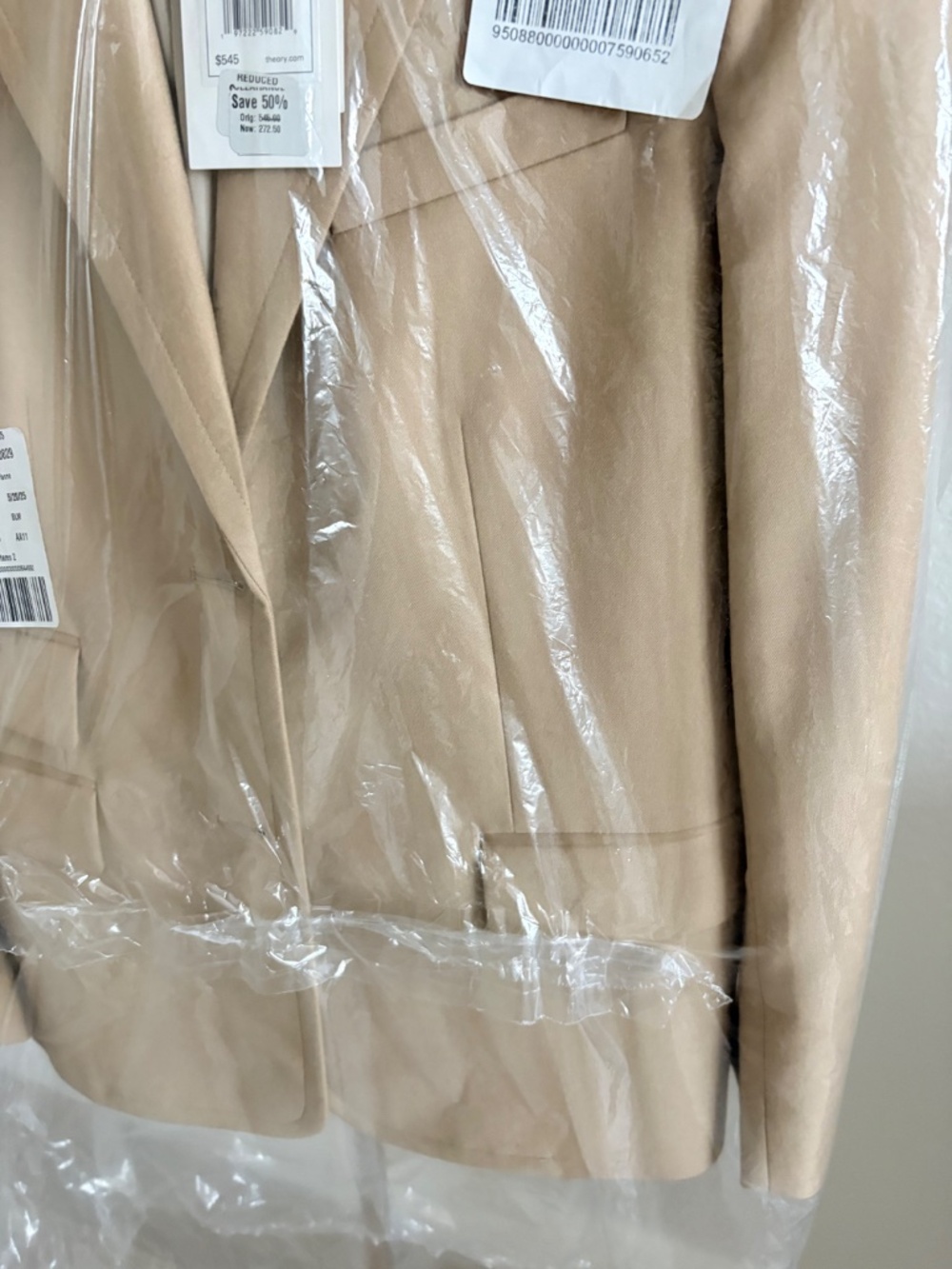 NWT Theory Taylor New Camel Sleek Flannel - Picture 3 of 5